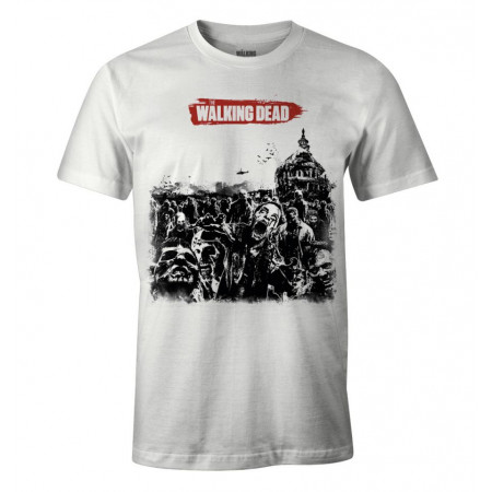 Tee-Shirt Walking Dead blanc horde zombies