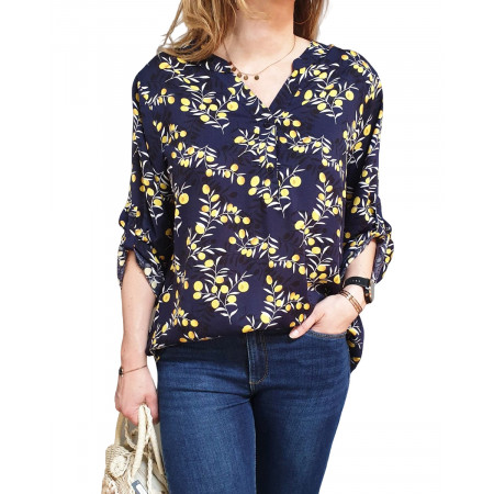 Tunique marine à citrons jaunes