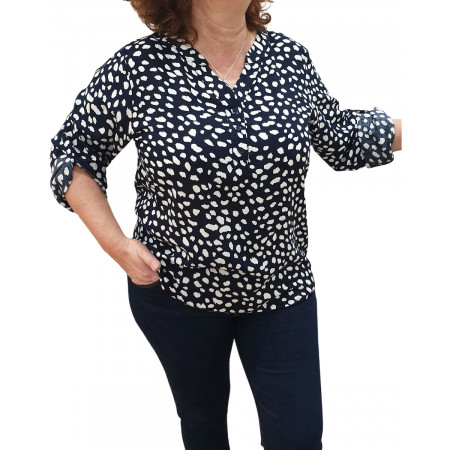Tunique marine à taches blanches