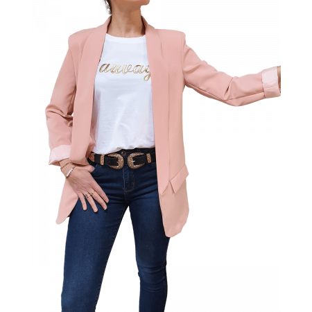 Veste blazer unie rose clair
