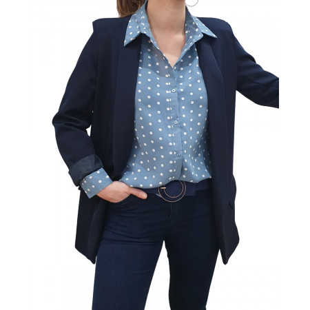 Veste blazer femme unie bleu marine