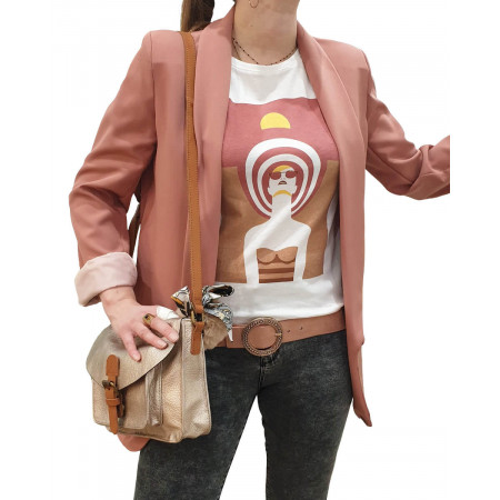 Veste blazer unie vieux rose