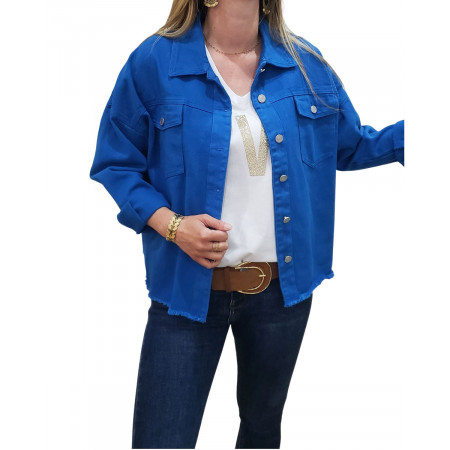 Veste femme en jean fluide bleu roi