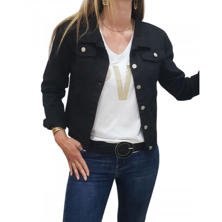 Veste en jean cintrée noire
