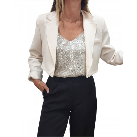 Veste blazer courte écru