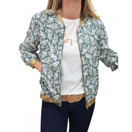 Bombers femme Valentine kaki et blanc