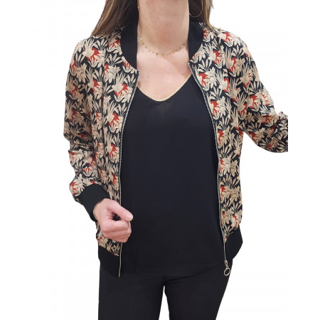 Bombers femme noir et beige Eugénie
