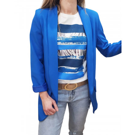 Veste blazer femme unie bleu roi