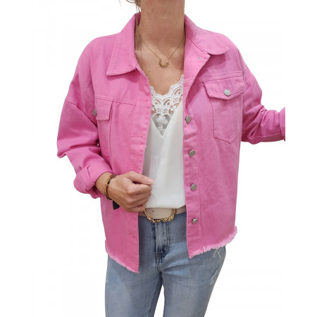 Veste en jean fluide rose fuchsia