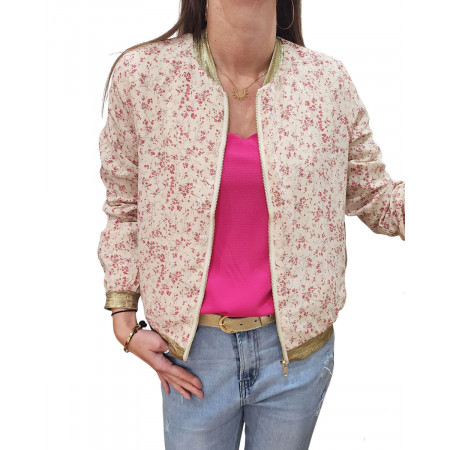 Bombers femme grande taille écru et rose Marthe