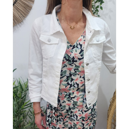 Veste femme en jean blanc cassé