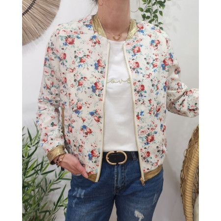 Bombers femme écru rouge bleu Manuela