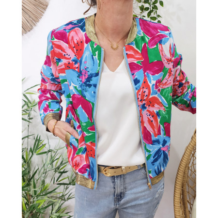 Bombers femme bleu rouge vert rose Patty