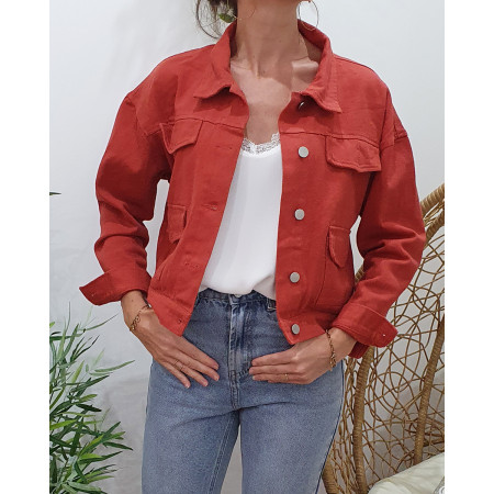 Veste femme en jeans terracotta