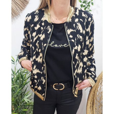 Bombers femme noir et taupe Paula