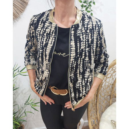 Bombers femme imprimé serpent noir et beige Maïa