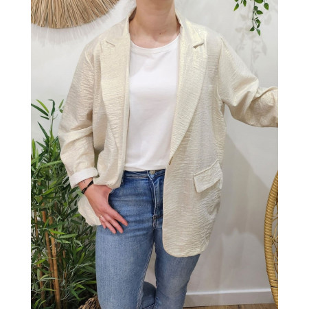 Veste blazer très fine femme doré oversize