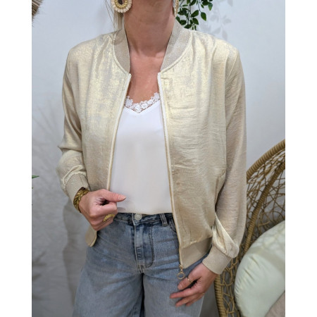 Bombers femme doré clair irisé