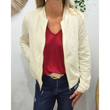 Bombers beige dentelle