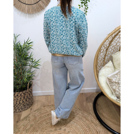 Bombers femme vert petites fleurs blanches Adelaida