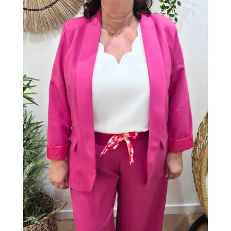 Blazer femme uni rose fuchsia Kiva