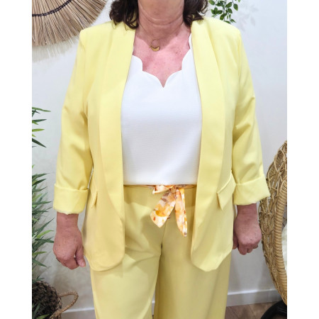Blazer femme uni jaune Kiva