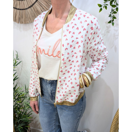 Bombers femme écru et rose Nahélys