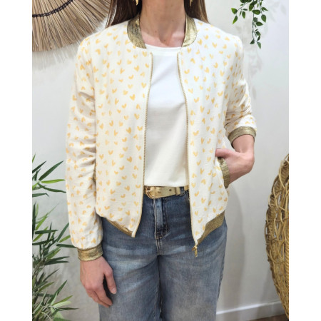 Bombers femme écru et jaune Nahélys
