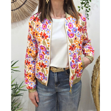 Bombers femme rose orange et violet Isotta