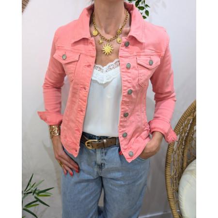 Veste femme en jean corail