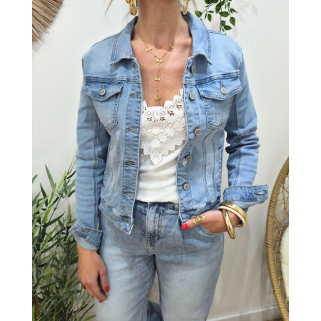 Veste femme en jean bleu clair