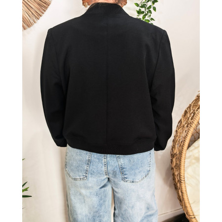 Bombers femme à poches uni noir