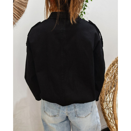 Veste femme bombers coton jean noir Iria