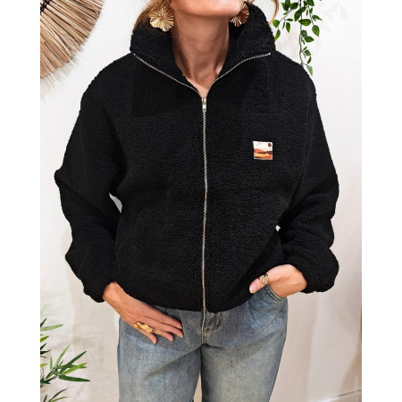 Veste polaire femme noire zippée Enjoy the life