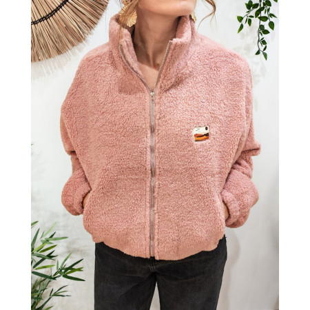 Veste polaire femme rose poudré zippée Enjoy the life