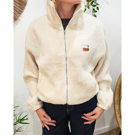 Veste polaire femme beige zippée Enjoy the life