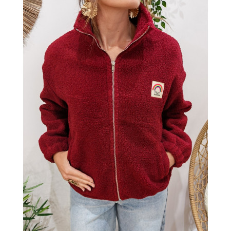 Veste polaire femme rouge bordeaux zippée Stay soft and live in color