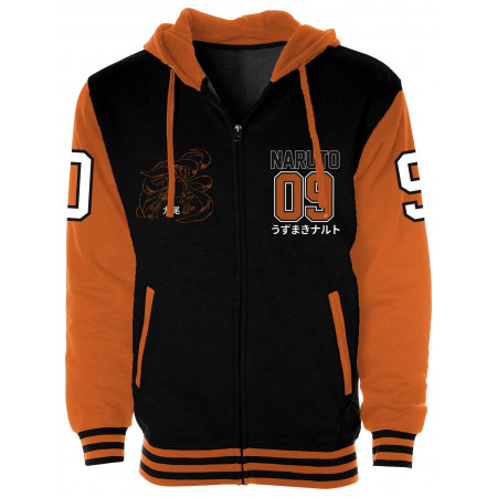 Veste Teddy Naruto noire et orange Varsity 09